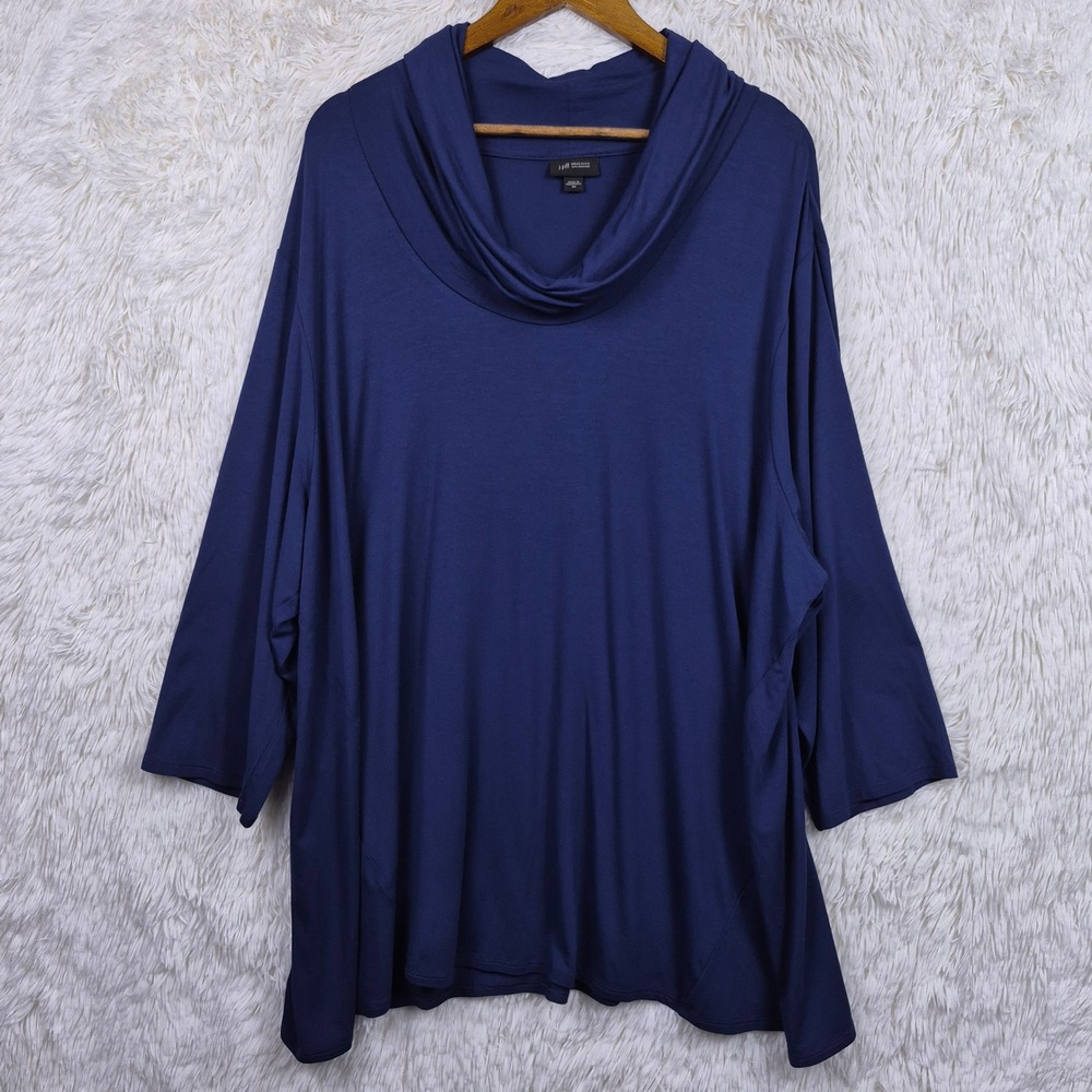 J. Jill Wearever Navy Blue Cowl Neck 3/4 Sleeve Tunic Top 4X Minimalist